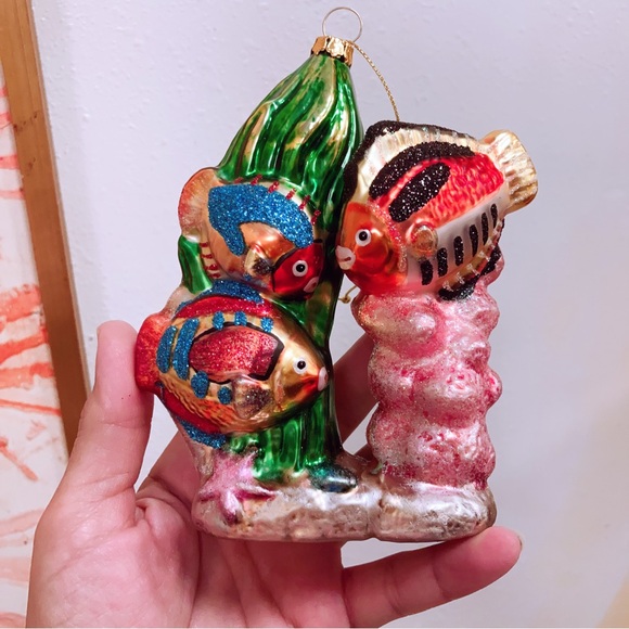 Coral Reef Tropical Fish Glass Christmas Ornament 5.5" - Picture 1 of 4